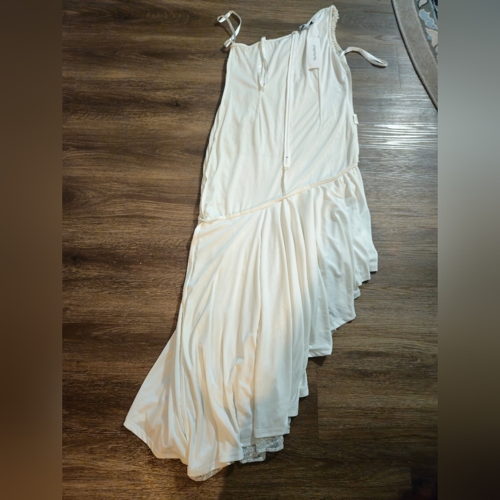 Mac Duggal One Shoulder Pearl Asymmetrical Prom Wedding Dress 10 - Picture 14 of 16